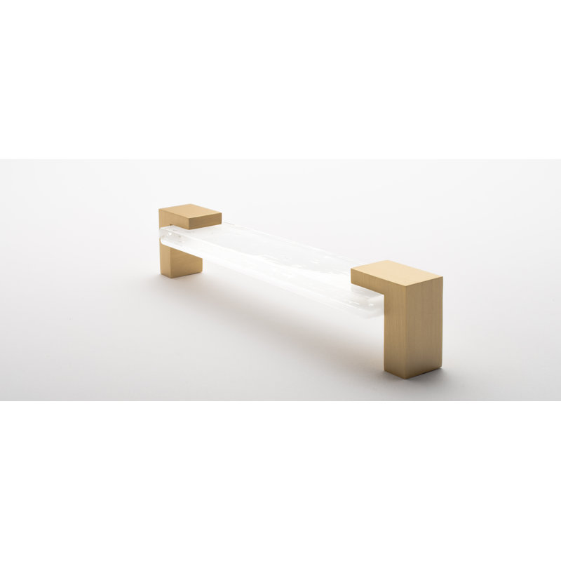 Affinity 5.625" Center to Center Bar Pull, Satin Brass/White