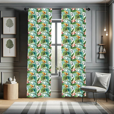 Leaf Semi-Sheer Rod Pocket Curtain Panels