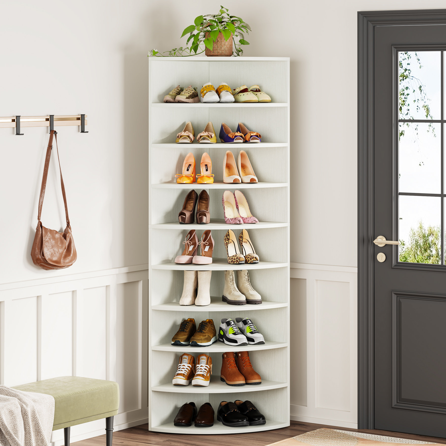 Small Corner 18 Pair Shoe Rack