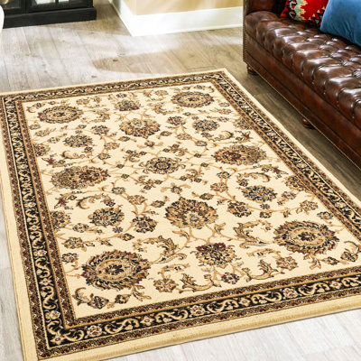 Tapis de 2,39 m x 0,91 m en polypropylène couleur crème, coloris intemporel, pour un espace élégant. Motif élégant sur toute la surface, ajoutant confort et style à votre intérieur.