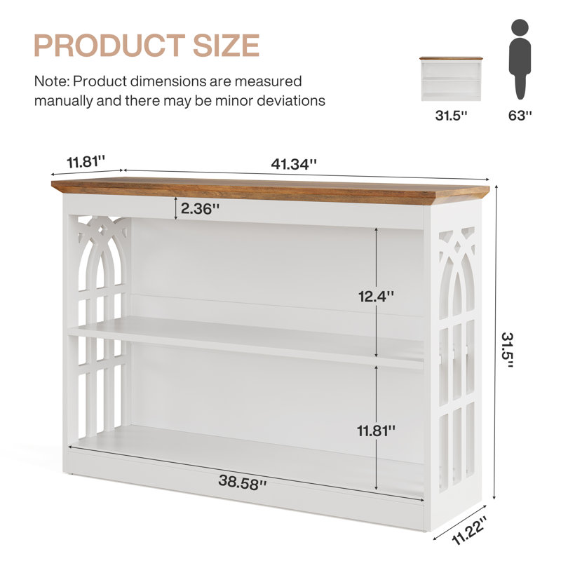 Modern Console Table for Entryway, 41.34-Inch White Sofa Table Behind the Couch with 3-Tier Storage, Narrow Hallway Furniture for Living Room