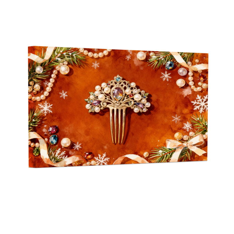 Ensemble de 3 impressions sur toile peintes avec perles et perles de Noël, H 12 po x l 18 po
