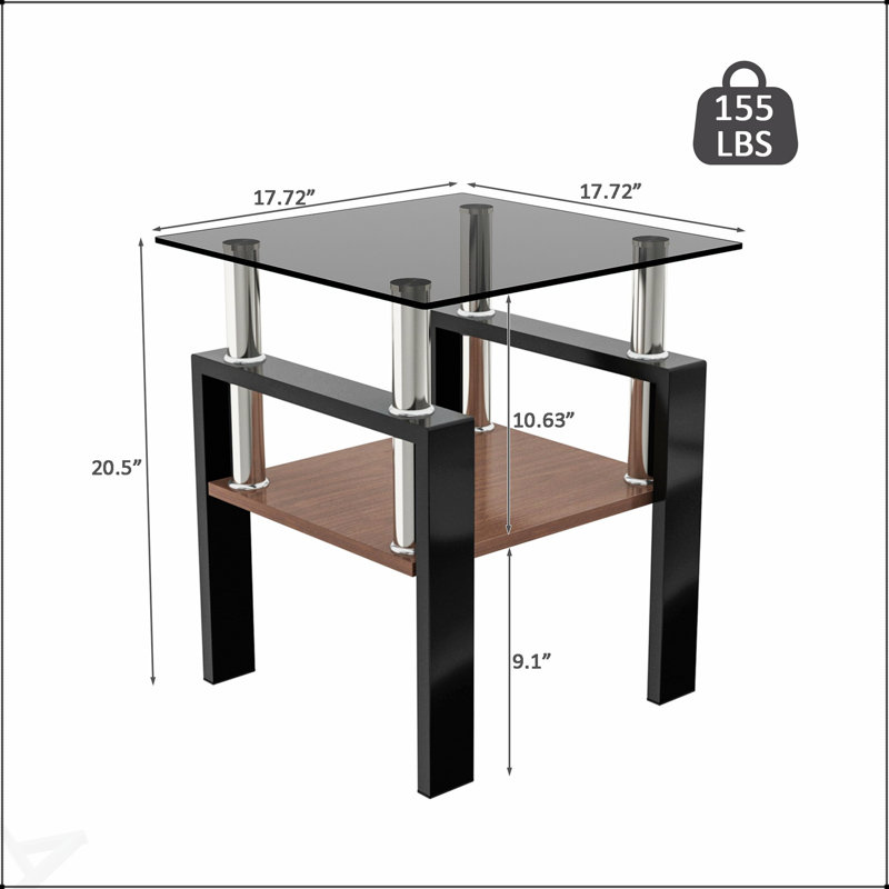 Ensemble de 2 tables en verre trempé modernes, durables et élégantes avec couche de panneau de fibres à densité moyenne pour le salon, la table basse et la table de bout