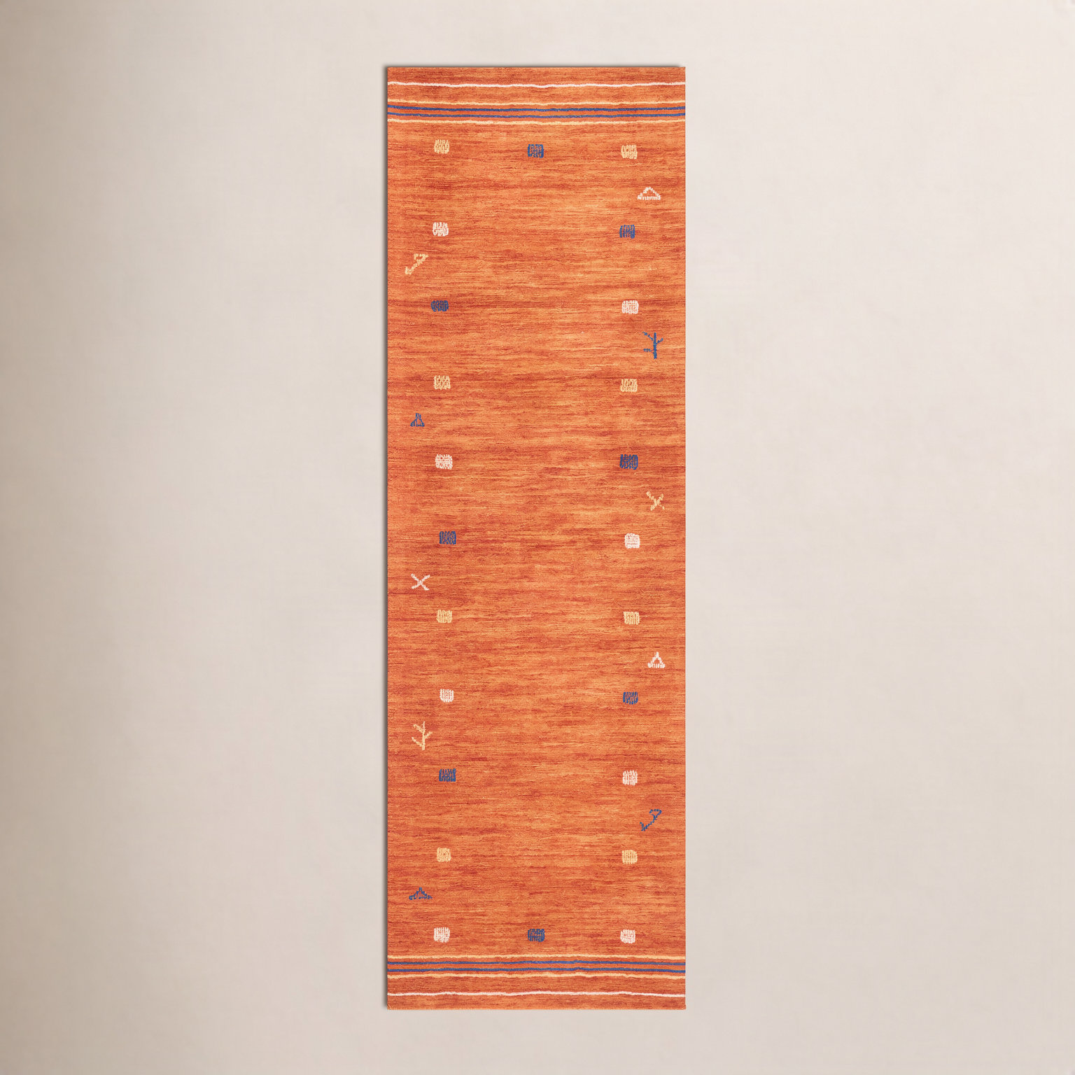Danette Rust Hand-Loomed Wool Rug, Runner 2'3" x 12'