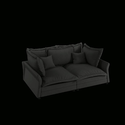 Canapé rembourré 90,55 "moderne et confortable avec nuage, sièges profonds avec plusieurs grands coussins moelleux, chaise longue convertible pour salon, chambre à coucher, appartement, bureau, NOIR