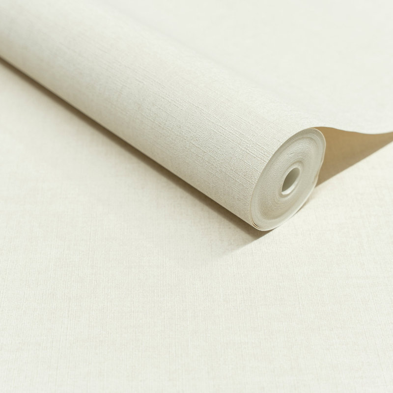 Inia Collection Textile Plain Wallpaper Roll, Cream