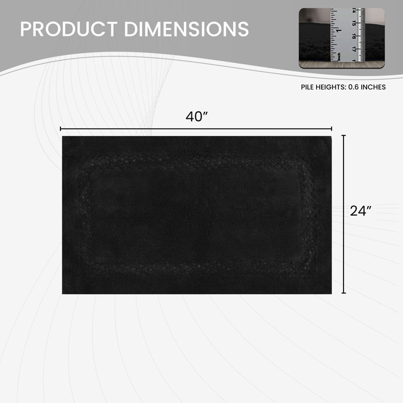 Tapis pour salle de bain Antigona, l 24 po x L 40 po, Noir