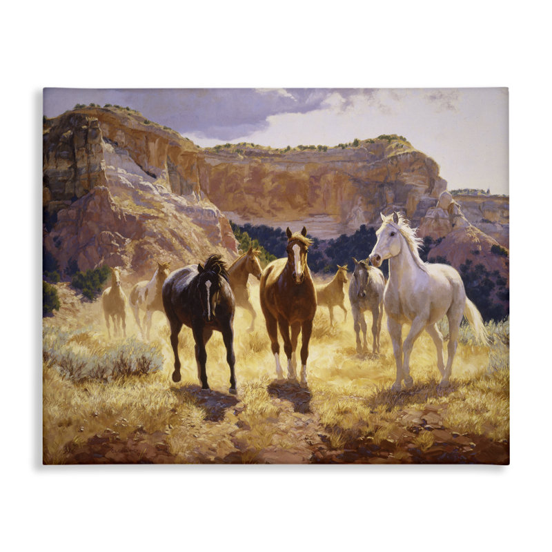 «Horses & Desert Cliff», art mural par Claire Goldrick, H 16 po x l 20 po