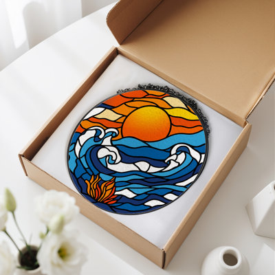 Panneau de vitrail 12 "H Sunset Waves