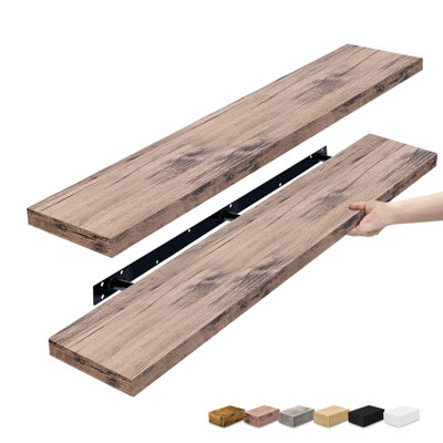Sorbus Floating Shelves for Wall - 55 Inch Extra-Long Bathroom Shelves, Wall Decor for Bedroom, Kitchen, Living Room, Book Storage - Mounted Floating Shelf with Hidden Brackets (Mahogany, 2 Pack)