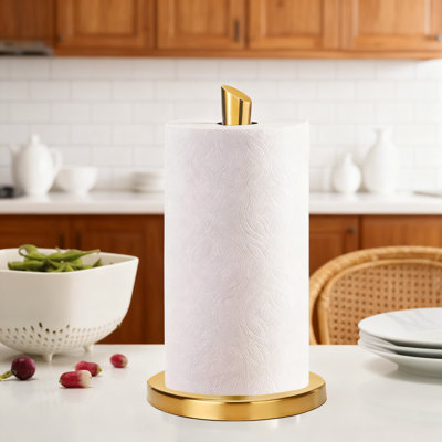 Porte-serviettes en papier autoportant pour comptoirs de cuisine et de salle de bain, support de distributeur en acier inoxydable avec base anti-rayures pour rouleaux standard