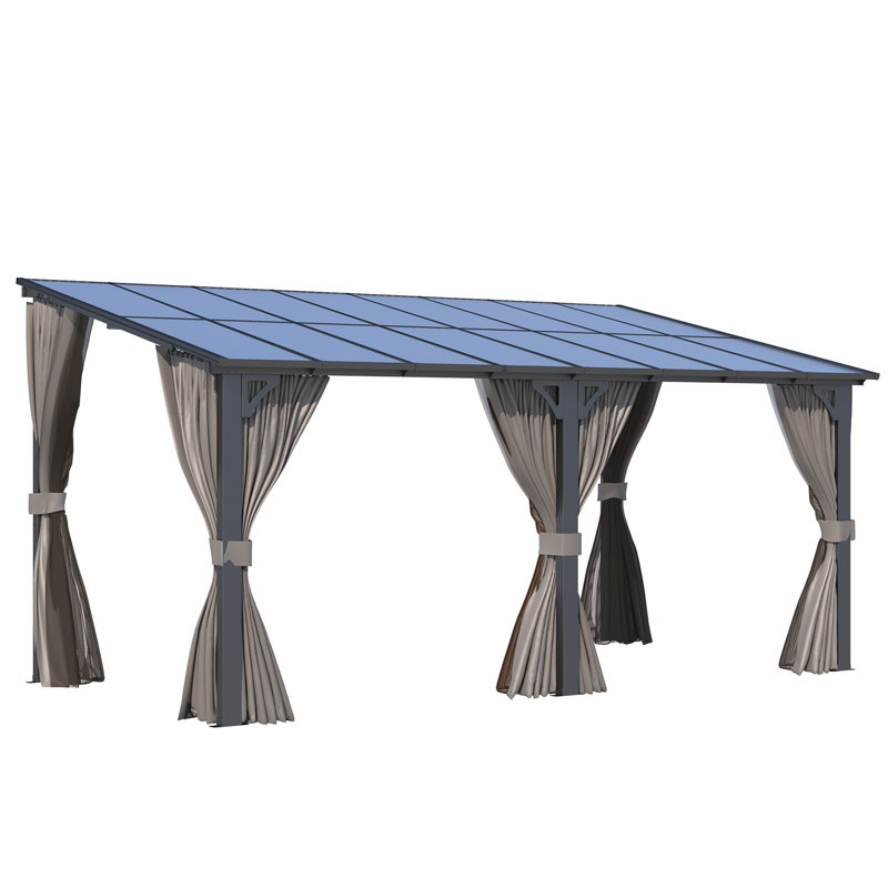 Pergolas murales avec rideaux et filet Lean-To, 96" H x 192" W x 96" D