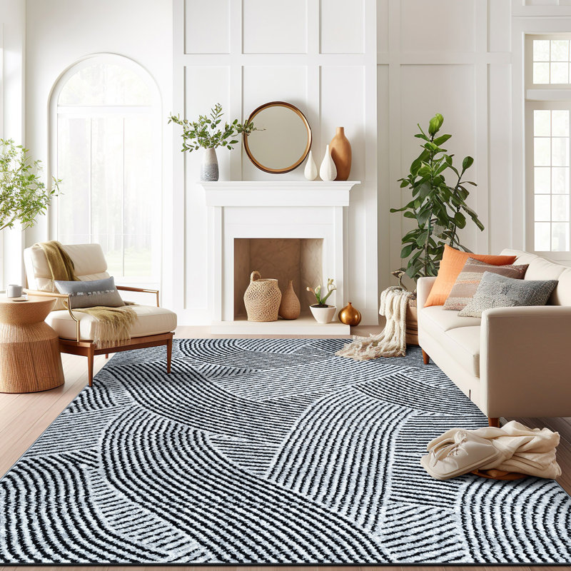 Bohemian Stripe Waves Area Rug, Rectangle 7'10" x 10'