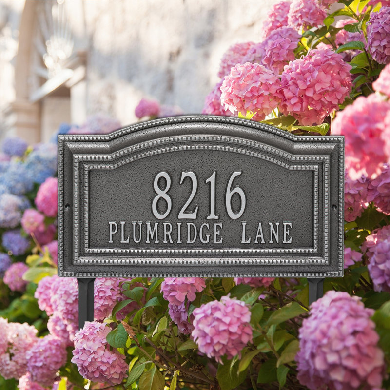Signature Series 2-Line Lawn Address Sign, Gray, Smoke Gray, Yes