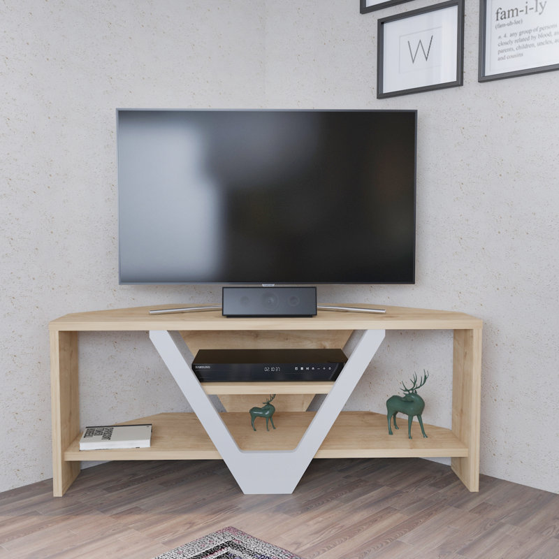 Mikula 35" Corner TV, Sapphire Oak/White