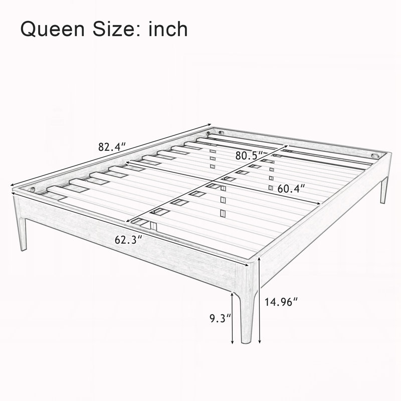 Queen Size Solid Dry Bamboo Wood Platform Bed Frame, Brown, Queen