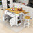 Rolling Kitchen Island Set with Drop Leaf, 2 Bar Stools, Power Outlet, 2 Drawers and Door Racks-693635078