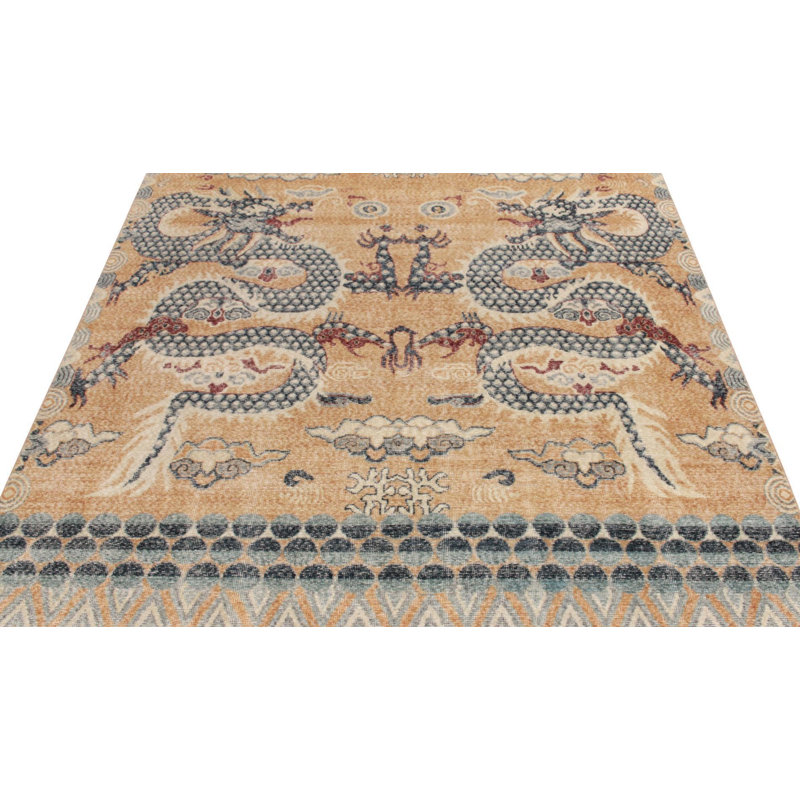 Distressed Homage Hand Knotted Wool Animal Print Area Rug, Rectangle 9' x 12'