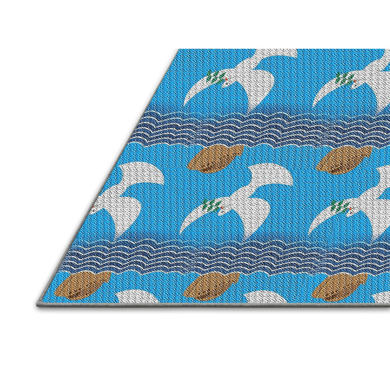 Tapis de zone bleue à motifs, Rectangle 7 pi x 10 pi