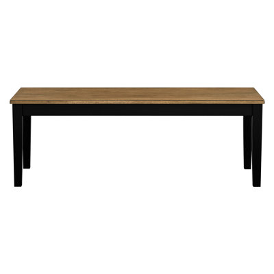Banc de style moderne 2 tons, 48 po x 16,5 po, 17,5 po, pieds noirs, siège brun, profondeur de produit rustique contemporaine, charge de 250 lb, pour les sièges de salle