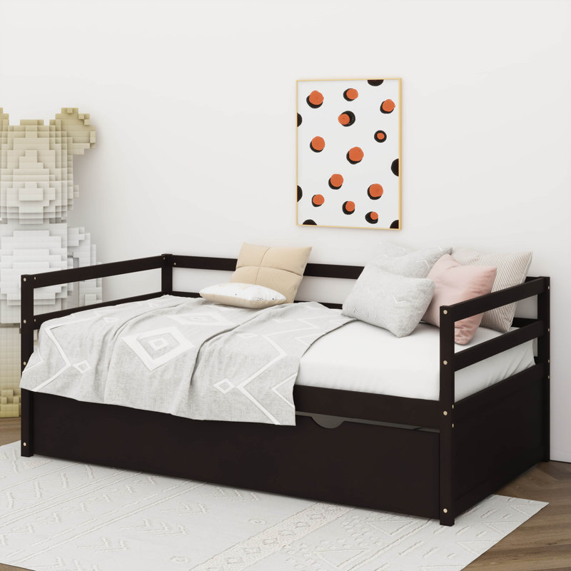 Daybed Set With Underbed Trundle Frame Twin Size, Espresso