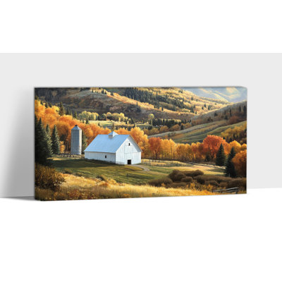 «Fall Landscape Wall Art - Vintage Barn Fall», décoration murale pour salon, paysage d'automne, peintures d'automne pour mur, impressions sur toile encadrées, 20 po x 40 po