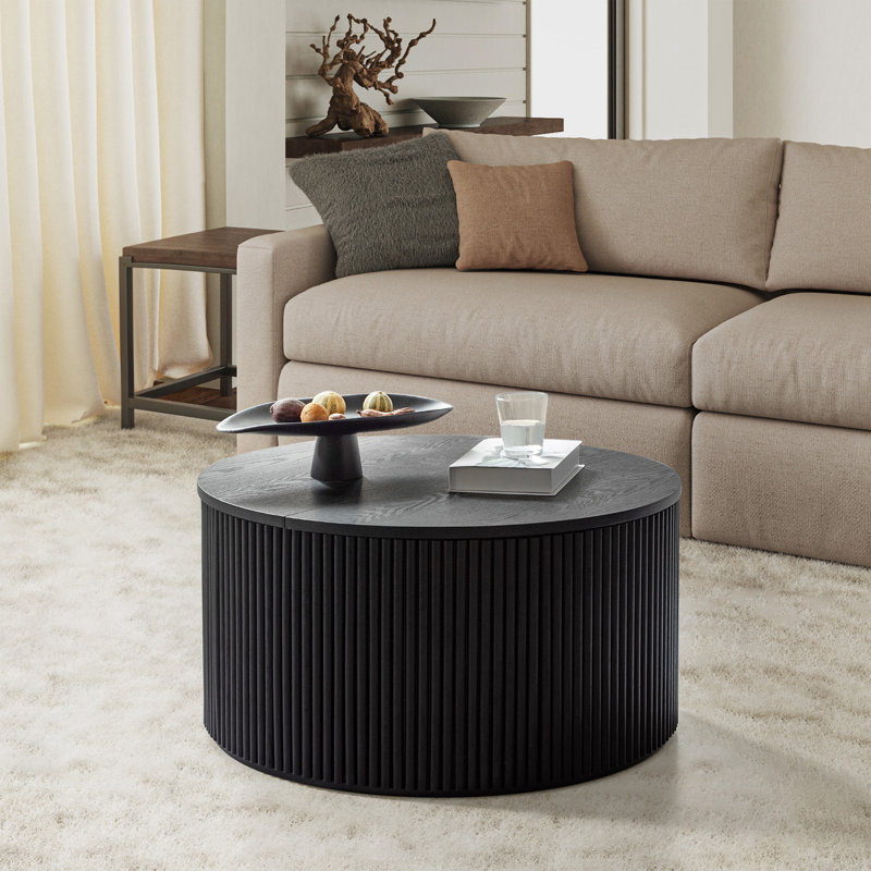 Sarya 31.5'' Modern Round Fluted Coffee Table With Storage