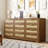 12 Drawer Dresser for Bedroom, 63 Inch Long Rattan Dressers & Chest of Drawers, Large TV Stand for 55, 65, 70 Inch TV, Boho Style, Modern Rattan Sideboard for Living Room, Bedroom, Entryway, Hallway-851471451