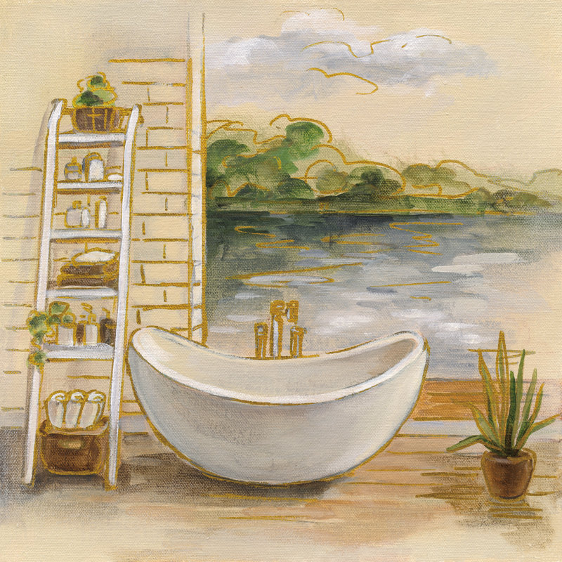 Spa By The Lake II by Silvia Vassileva - Wrapped Canvas Painting, 30cm H x 30cm W x 3.8cm D