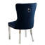 De 2 chaises de salle à manger avec dossier à oreilles, bleu, dossier à boutons, 2 chaises à oreilles et somptueuses