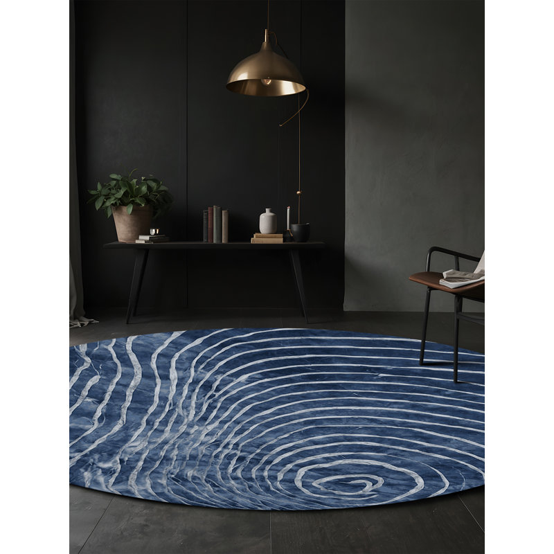 Machine Washable Gray Area Rug, Round 4'