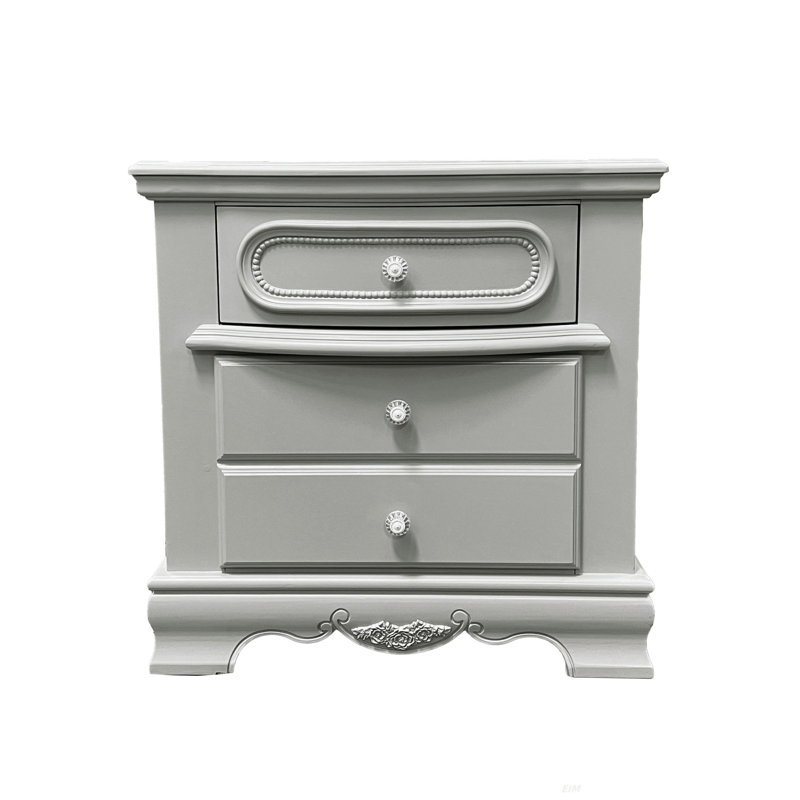 Grey 3-Drawer Nightstand