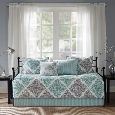 Housse de lit de jour - 6 pièces pour lit simple réversible, 3 taies décoratives, 1 coussin décoratif, housse d'apparence moderne