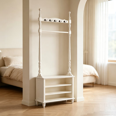 White Pine Freestanding Hall Tree Coat Rack