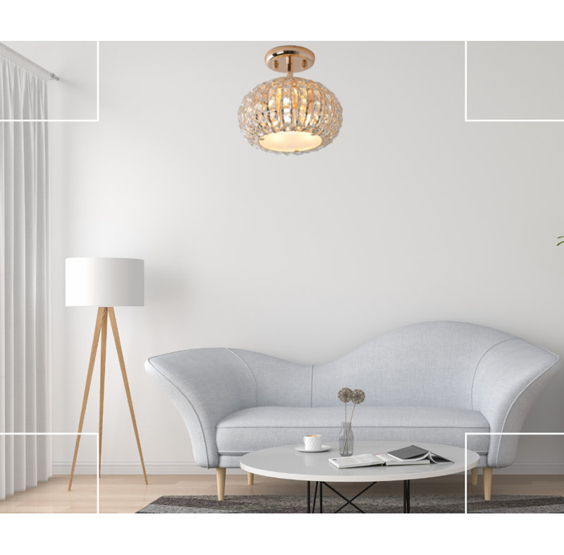 Baryte Glass Semi Flush Mount, Gold