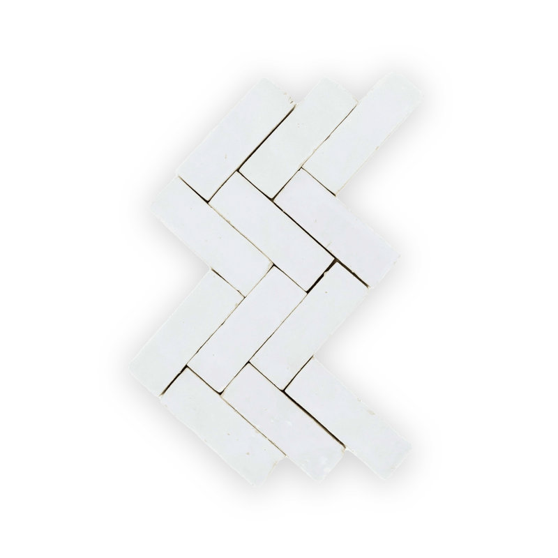 Pure White Zellige Ceramic Wall Tile 2x6, Pure White