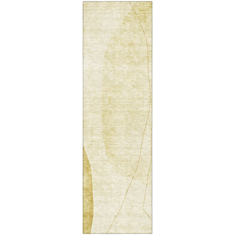 Premium Machine Washable Prisco Gold Rug