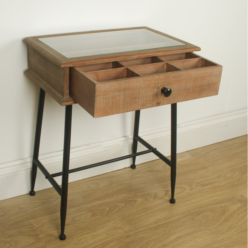Ettinger Glass Top End Table with Built-In Outlets