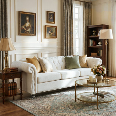 Maurice 84.65" Teddy Upholstered 3-Seater Sofa with Rolled Arms