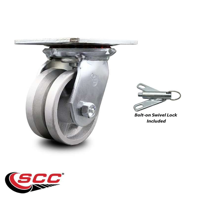 4 Inch Heavy Duty V Groove Semi Steel Caster with Roller Bearing and Swivel Lock