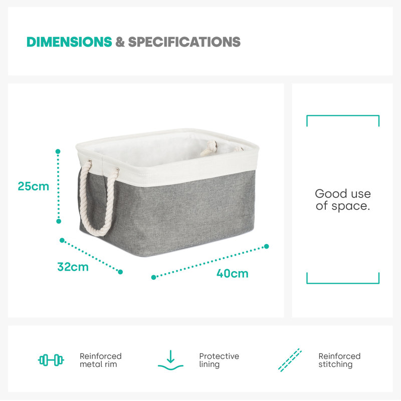 Laundry 2 Canvas Laundry Basket with Handles, Natural/White