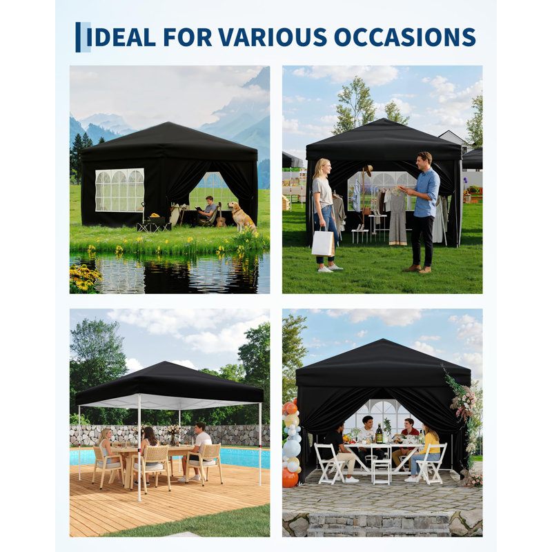 FXSGER 300 cm W x 300 cm D Polycarbonate Patio Awning, Black