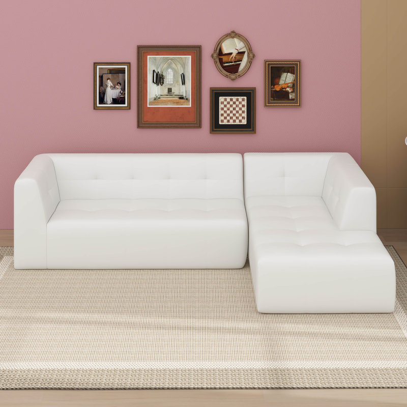 Ensemble de canapé modulaire modulaire, 2 pièces, sans ordinateur, en forme de L, Beige