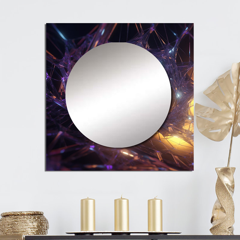 Etalo - Grand miroir mural carré Fractals pour chambre à coucher, 29 po x 29 po