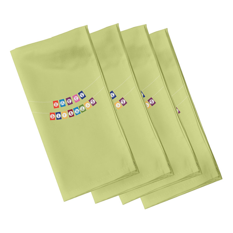 Serviette 22 "Happy Birthday Print, Vert