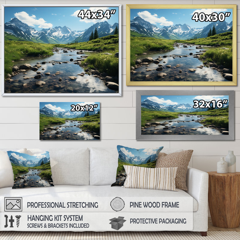 Paysage de l'Alaska I - reproduction sur toile, Cadre photo noir, H 16 po x l 32 po x P 1 po