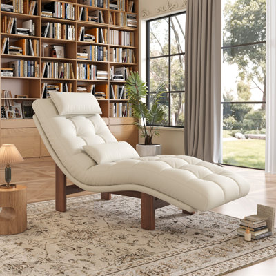 Chenille/Faux Leather Upholstered Chaise Lounge by Latitude Run