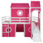 Lit mezzanine double avec tente et tour rose Slide - Rose