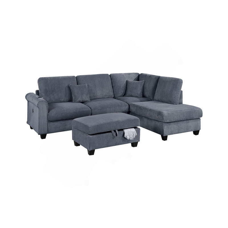 Ensemble de canapé modulaire contemporain gris foncé 3 pièces, Gris foncé