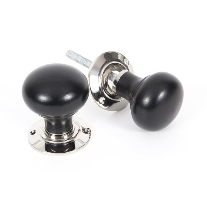 Bun Mortice/Rim Knob Set, Polished Nickel